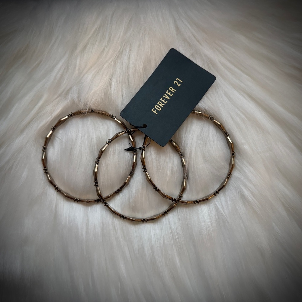 Forever 21 Set of (3) brass bangle bracelets